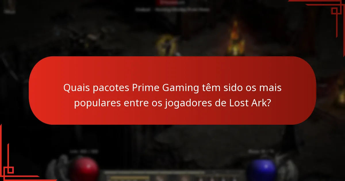 Quais pacotes Prime Gaming têm sido os mais populares entre os jogadores de Lost Ark?